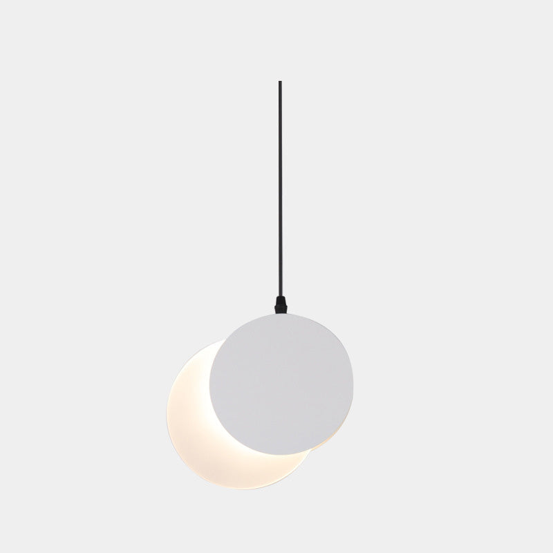 Modern Minimalist Iron Acrylic Round Superimpose Rotatable LED Pendant Light For Bedside