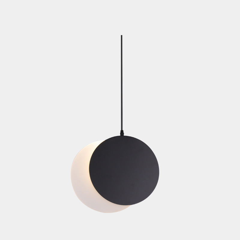 Modern Minimalist Iron Acrylic Round Superimpose Rotatable LED Pendant Light For Bedside
