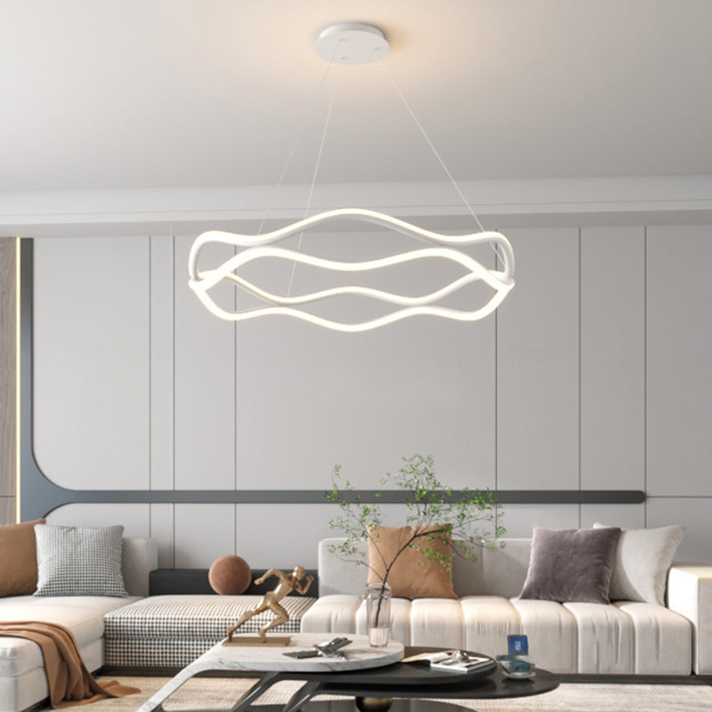 ثريات LED دائرية معاصرة من الحديد والألومنيوم والراتنج والسيليكا لغرفة المعيشة