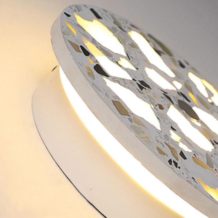 Contemporary Scandinavian Metal Terrazzo Round LED Wall Sconce Lamp For Living Room
