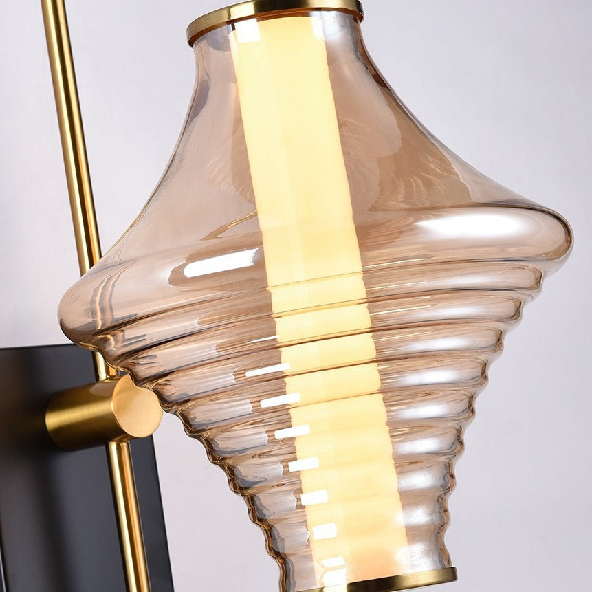 Modern Transitional Iron Glass Wavy Cone LED Wall Sconce Lamp For Hallway
