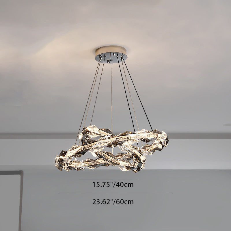 ثريات LED دائرية من الكريستال بتصميم عصري فاخر لغرفة المعيشة