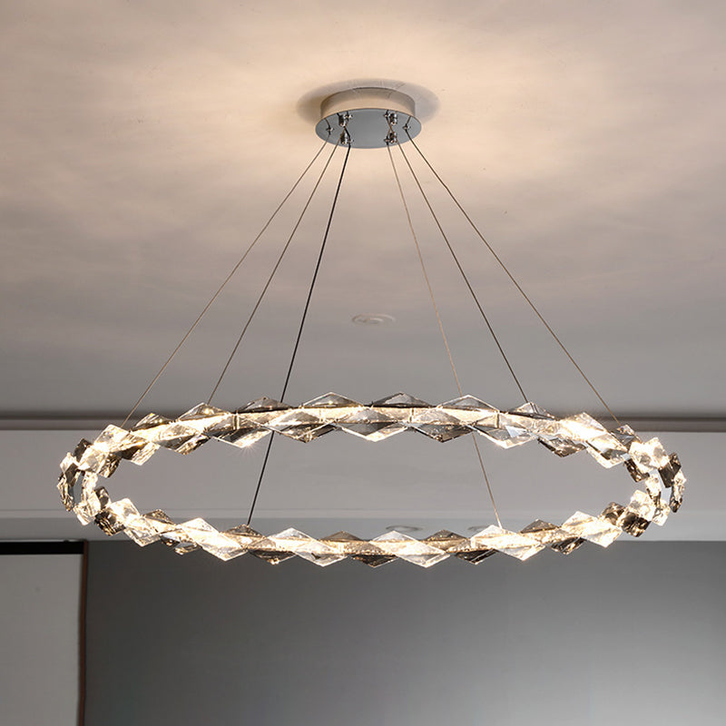 ثريات LED دائرية من الكريستال بتصميم عصري فاخر لغرفة المعيشة