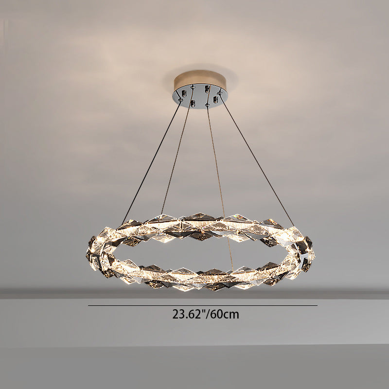 ثريات LED دائرية من الكريستال بتصميم عصري فاخر لغرفة المعيشة