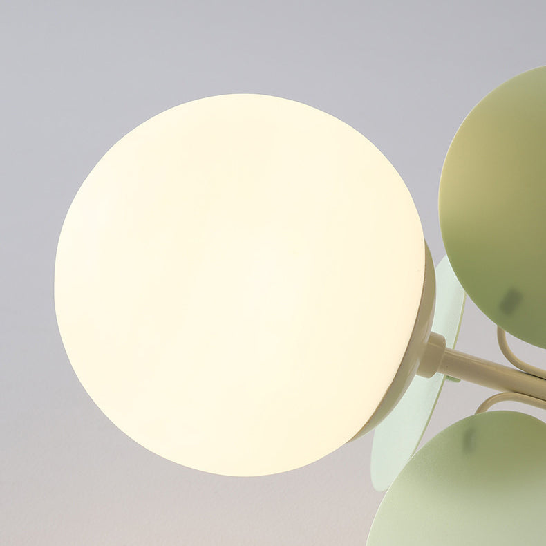 Contemporary Nordic Iron Glass PVC Ball Round Pieces 4/6/8/9/12 Light Semi-Flush Mount Ceiling Light For Bedroom