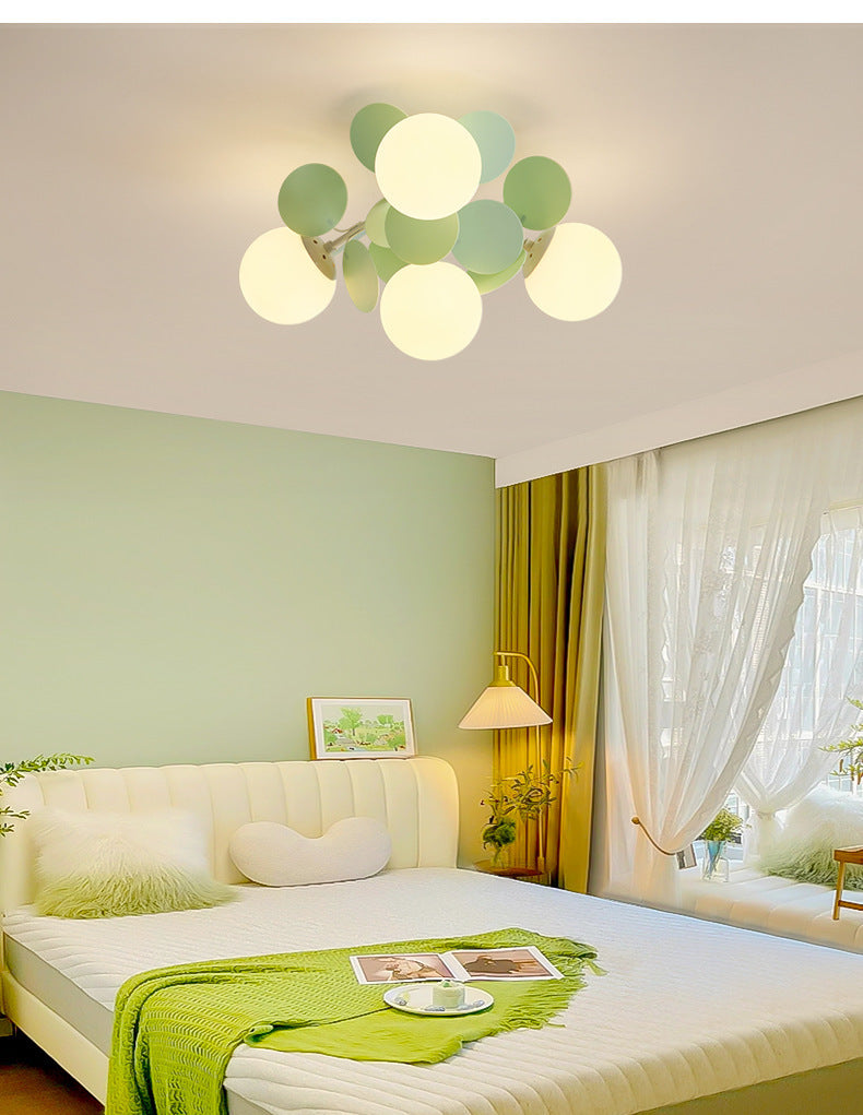 Contemporary Nordic Iron Glass PVC Ball Round Pieces 4/6/8/9/12 Light Semi-Flush Mount Ceiling Light For Bedroom