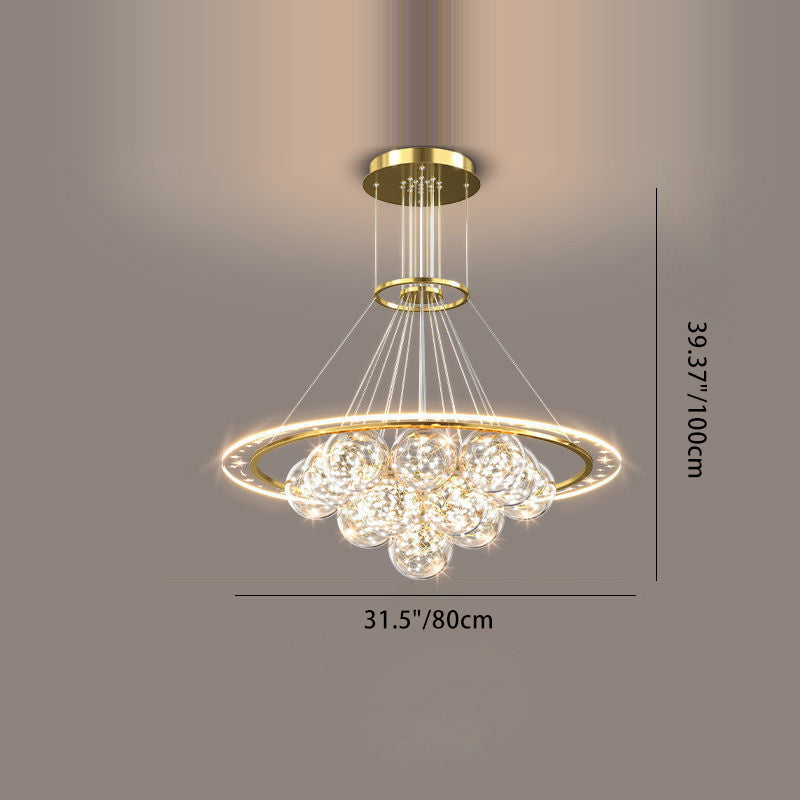ثريات LED حديثة فاخرة من المعدن الأكريليك الزجاجي على شكل نجمة كاملة وموجة دائرية لغرفة المعيشة