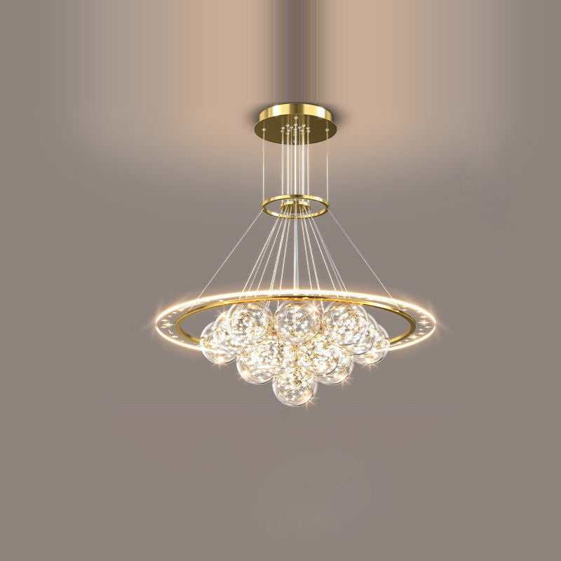 ثريات LED حديثة فاخرة من المعدن الأكريليك الزجاجي على شكل نجمة كاملة وموجة دائرية لغرفة المعيشة