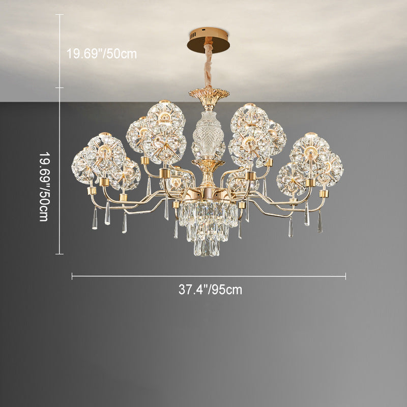 Modern Luxury Crystal Iron Ball Taraxacum Mongolicum LED Chandeliers For Living Room