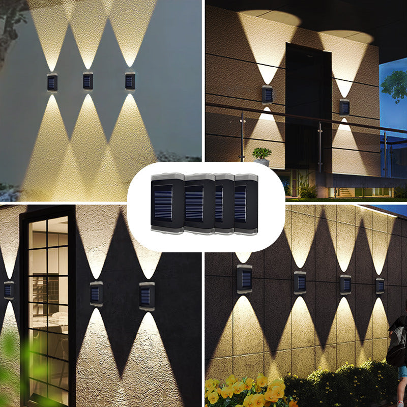 Modern Simplicity Solar Waterproof ABS PVC Rectangular LED Wall Sconce Lamp For Outdoor Patio