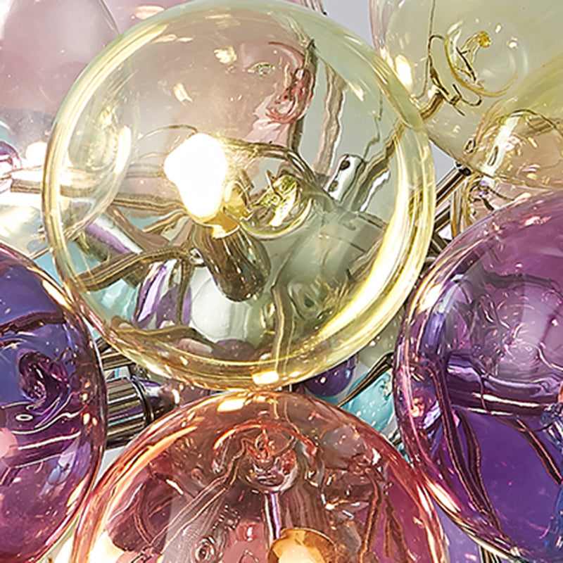 Contemporary Scandinavian Kids Iron Glass Bubble Balloon 3/4/6 Light Semi-Flush Mount Ceiling Light For Bedroom