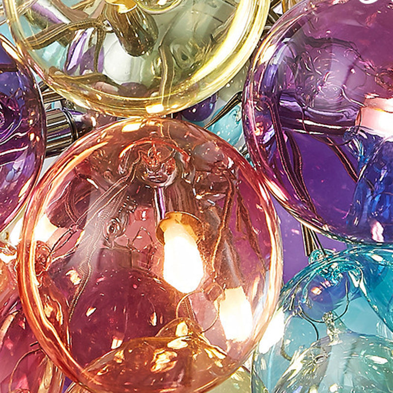 Contemporary Scandinavian Kids Iron Glass Bubble Balloon 3/4/6 Light Semi-Flush Mount Ceiling Light For Bedroom