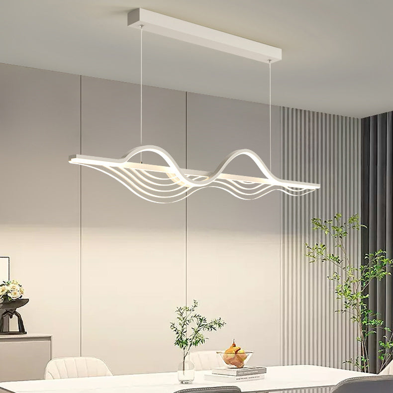 ثريات جزيرة LED عصرية من الحديد الأكريليكي بتصميم موجة نورديك لغرفة الطعام