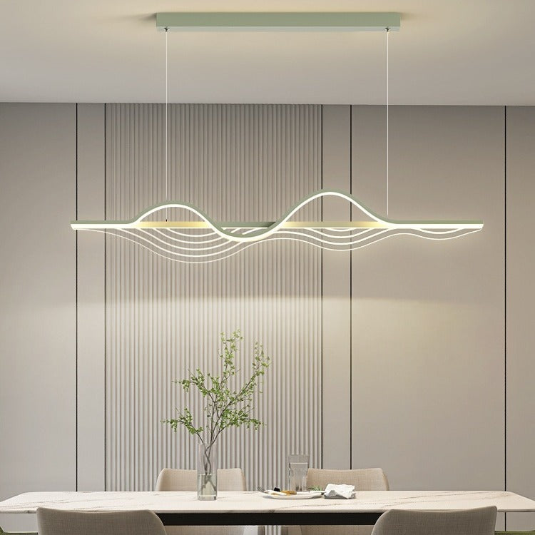ثريات جزيرة LED عصرية من الحديد الأكريليكي بتصميم موجة نورديك لغرفة الطعام