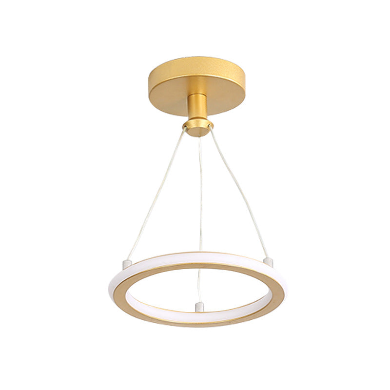 Contemporary Nordic Round Metal Silica LED Semi-Flush Mount Ceiling Light For Hallway