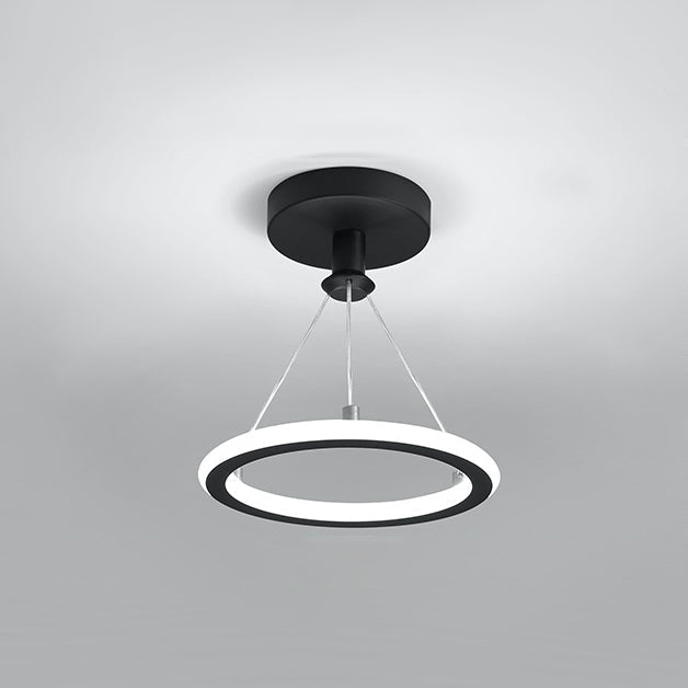 Contemporary Nordic Round Metal Silica LED Semi-Flush Mount Ceiling Light For Hallway