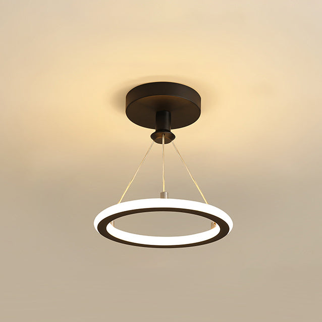Contemporary Nordic Round Metal Silica LED Semi-Flush Mount Ceiling Light For Hallway