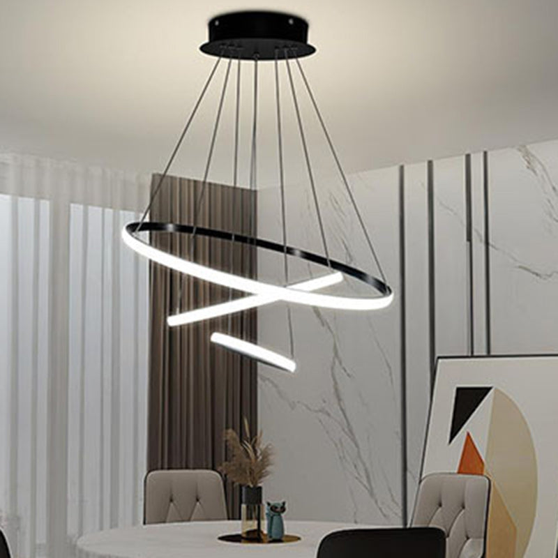 ثريات LED دائرية معاصرة من الحديد والسيليكا لغرفة المعيشة