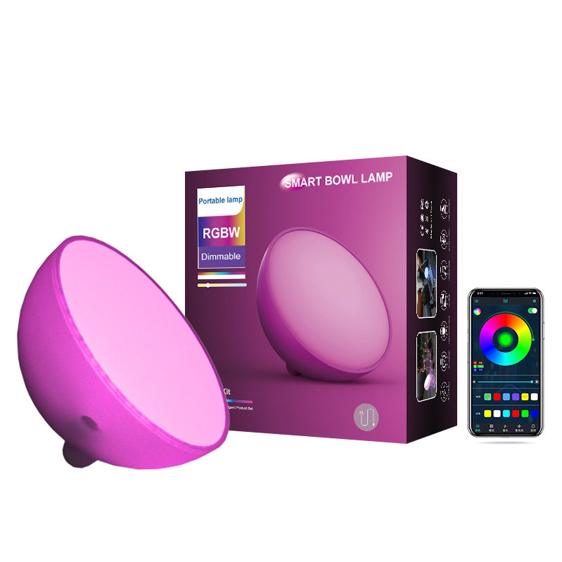 Modern Simplicity PC Bowl Round USB Bluetooth Connect LED Table Lamp Night Light For Bedroom