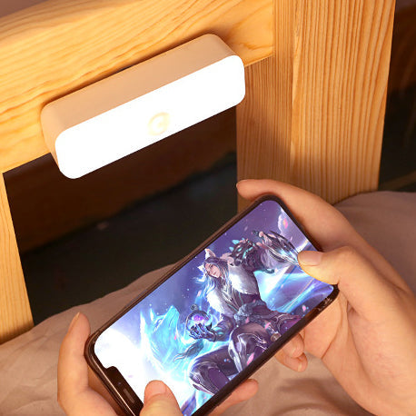 مصباح حائط LED مستطيل الشكل قابل لإعادة الشحن عبر USB، مصباح ليلي للدراسة، بتصميم عصري بسيط، مزود بشفط مغناطيسي بلاستيكي