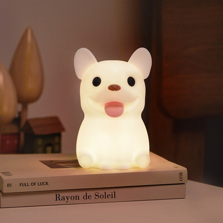 Contemporary Creative Kids Rechargeable Bulldog Silica PC ABS LED Table Lamp Night Light For Bedside