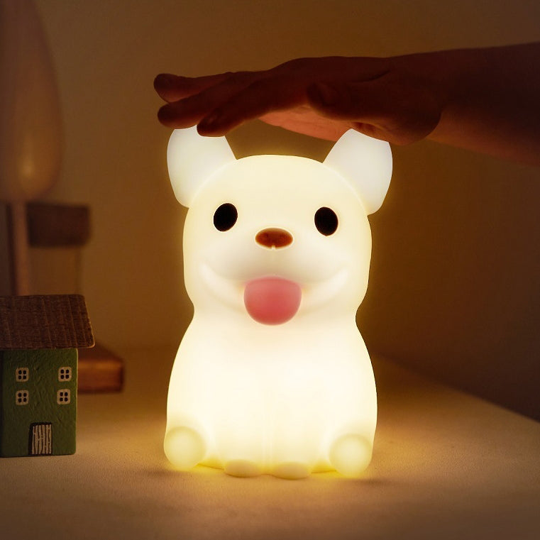 Contemporary Creative Kids Rechargeable Bulldog Silica PC ABS LED Table Lamp Night Light For Bedside