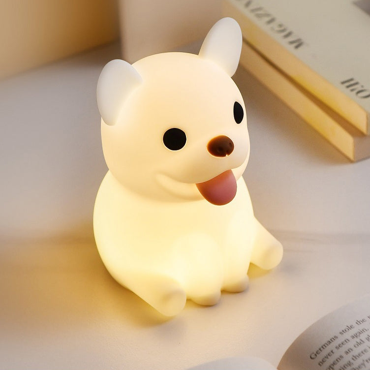 Contemporary Creative Kids Rechargeable Bulldog Silica PC ABS LED Table Lamp Night Light For Bedside
