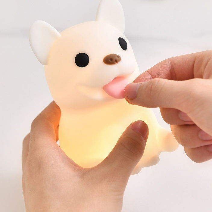 Contemporary Creative Kids Rechargeable Bulldog Silica PC ABS LED Table Lamp Night Light For Bedside
