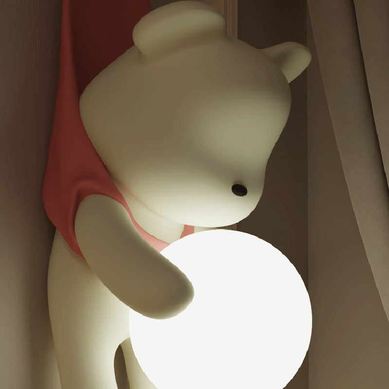 Contemporary Creative Kids Hanging Bear Resin PMMA 1-Light Wall Sconce Lamp For Bedroom