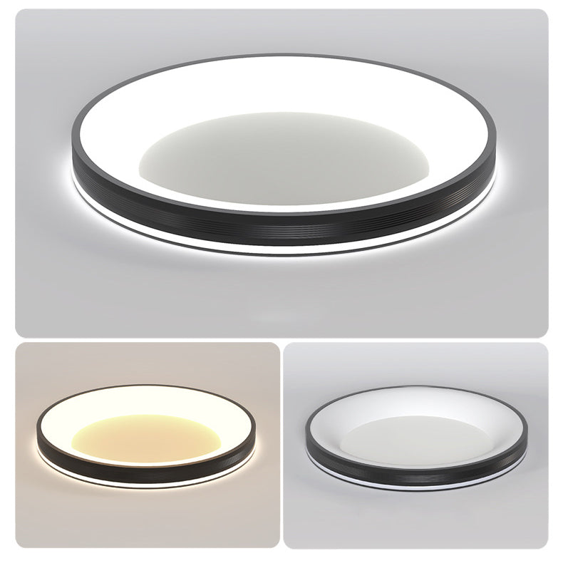 Modern Minimalist Aluminum PMMA Silica Round LED Flush Mount Ceiling Light For Bedroom