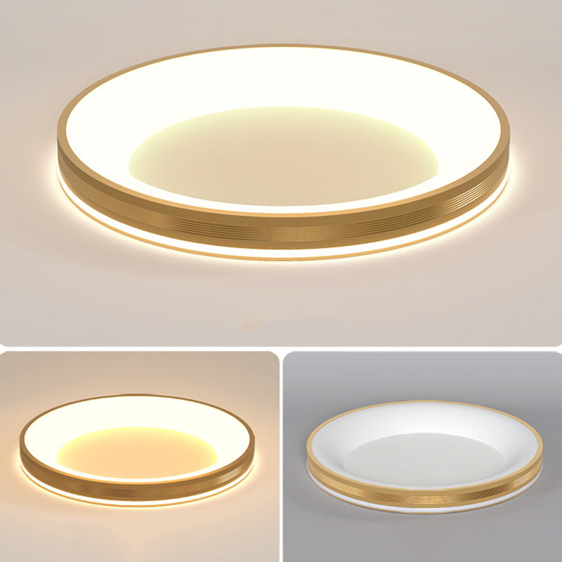 Modern Minimalist Aluminum PMMA Silica Round LED Flush Mount Ceiling Light For Bedroom