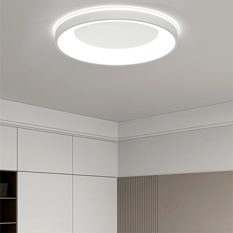 Modern Minimalist Aluminum PMMA Silica Round LED Flush Mount Ceiling Light For Bedroom