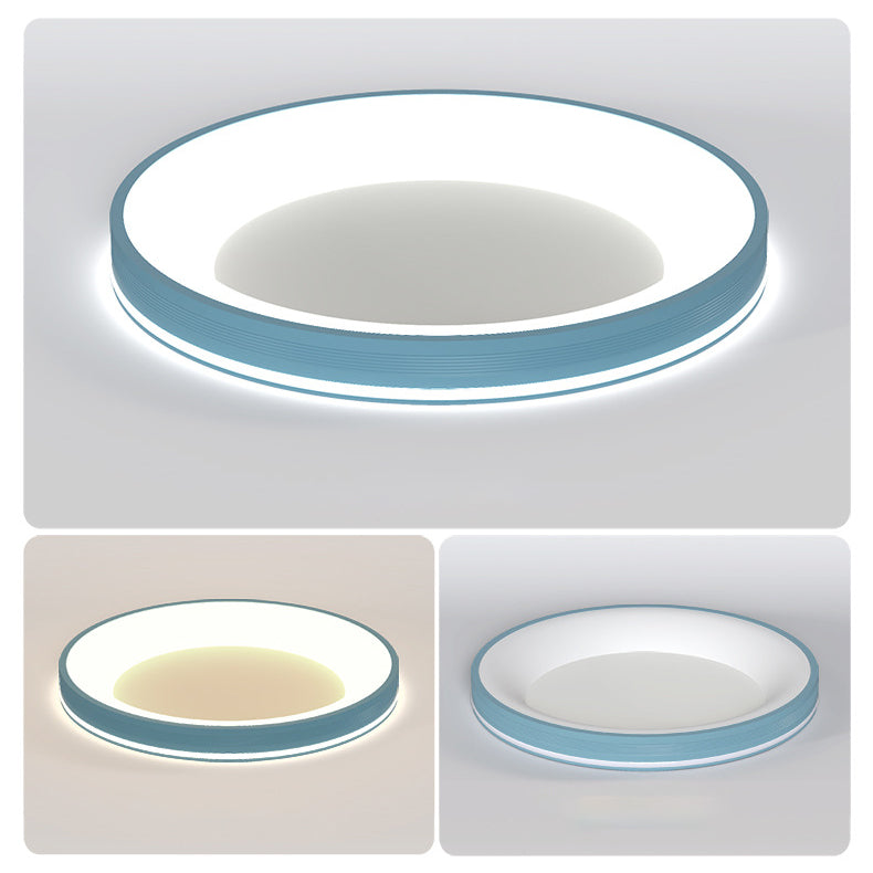 Modern Minimalist Aluminum PMMA Silica Round LED Flush Mount Ceiling Light For Bedroom