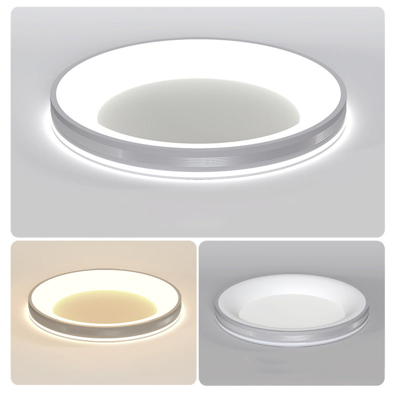 Modern Minimalist Aluminum PMMA Silica Round LED Flush Mount Ceiling Light For Bedroom
