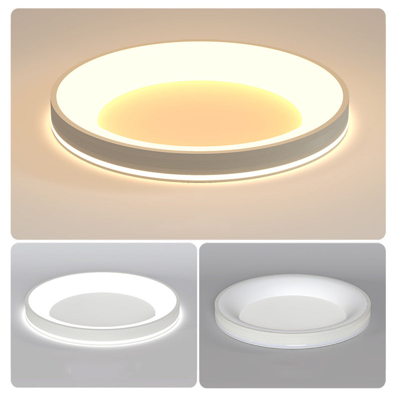 Modern Minimalist Aluminum PMMA Silica Round LED Flush Mount Ceiling Light For Bedroom
