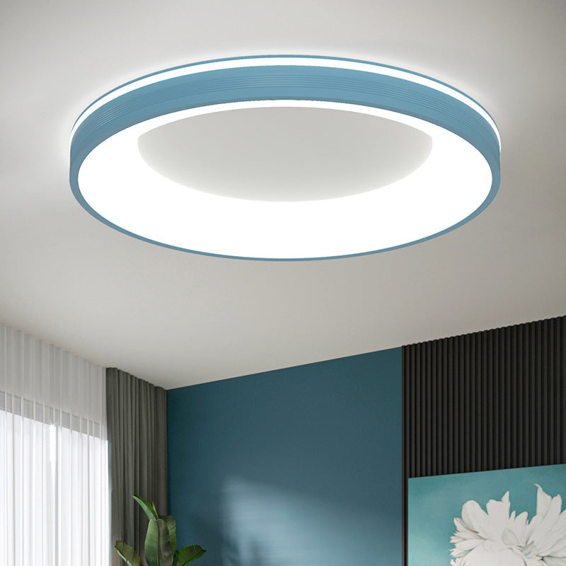 Modern Minimalist Aluminum PMMA Silica Round LED Flush Mount Ceiling Light For Bedroom