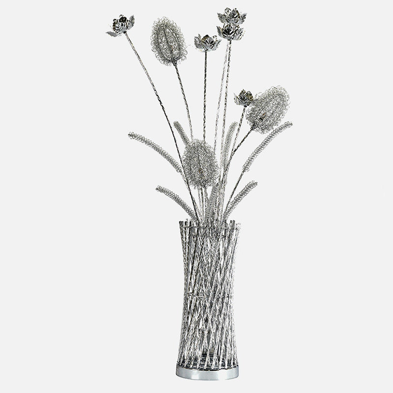 Modern Art Deco Aluminum Wire Weaving Vase LED Standing Floor Lamp For Living Room