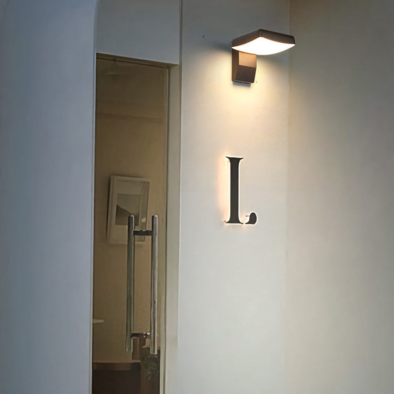 Modern Minimalist Waterproof Motion Sensor Rotatable Aluminum PC Square Round LED Wall Sconce Lamp For Outdoor Patio