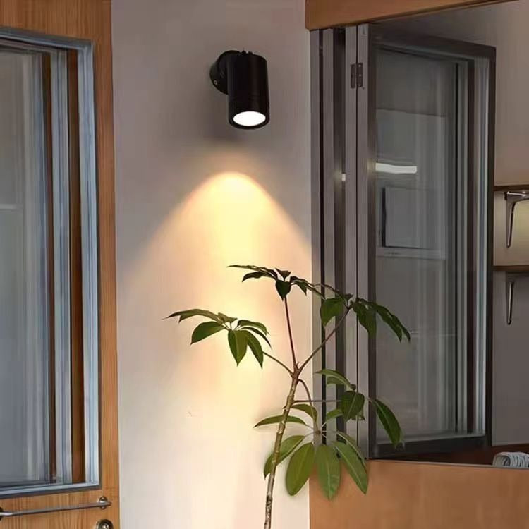 Modern Simplicity Waterproof Aluminum Iron Adjustable Cylinder Long Pole LED Wall Sconce Lamp For Outdoor Patio