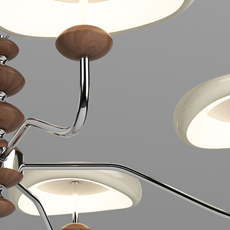 Contemporary Retro Iron Acrylic Column Round LED Chandeliers For Living Room