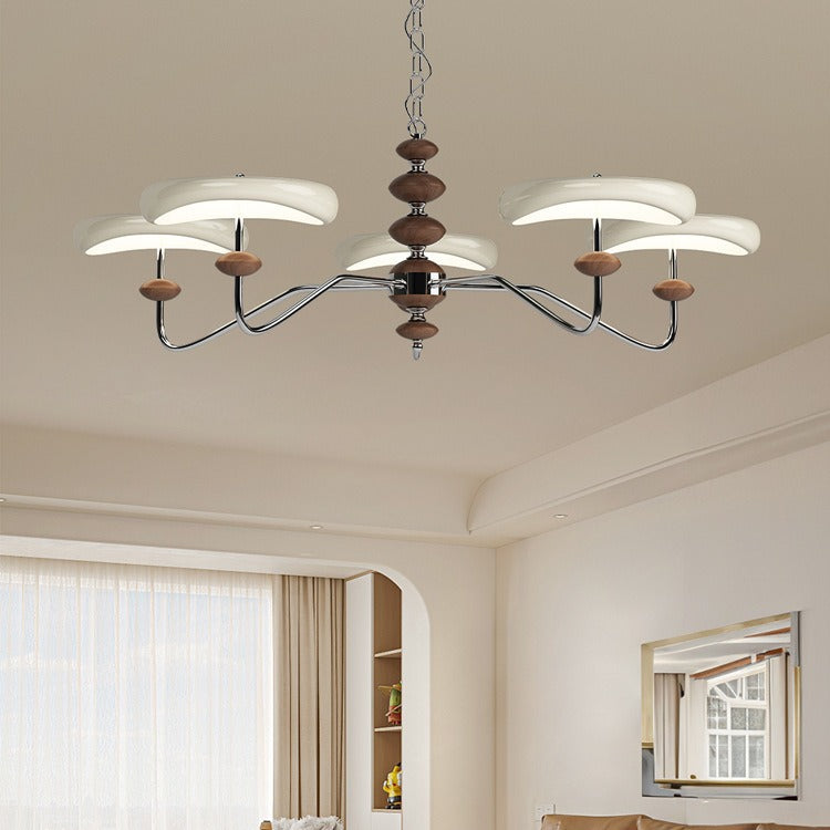Contemporary Retro Iron Acrylic Column Round LED Chandeliers For Living Room