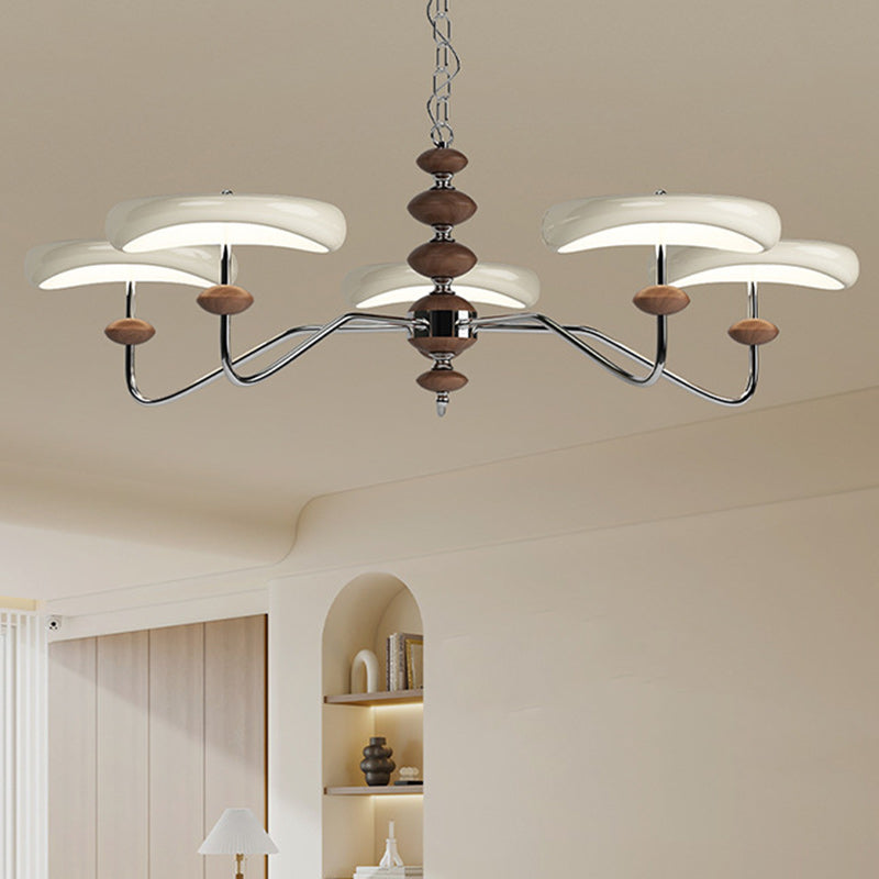 Contemporary Retro Iron Acrylic Column Round LED Chandeliers For Living Room