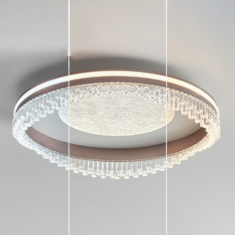 Modern Luxury Iron Aluminum Acrylic Round Pillar LED Flush Mount Ceiling Light For Bedroom