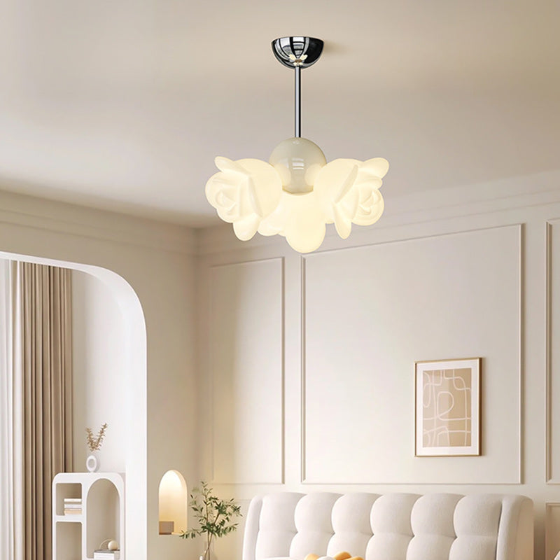 Contemporary Creative Iron PE Floral 3-Light Pendant Light For Bedroom