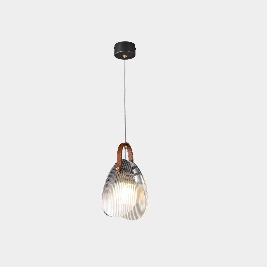مصباح LED معلق على شكل صدفة من الجلد والزجاج والنحاس والحديد بتصميم آرت ديكو الحديث للسرير