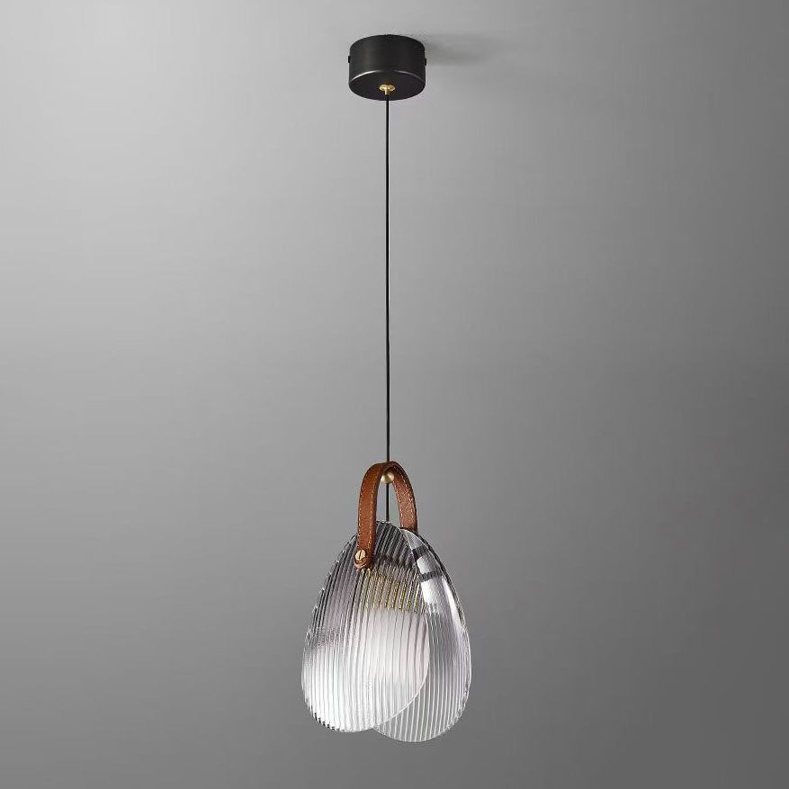 مصباح LED معلق على شكل صدفة من الجلد والزجاج والنحاس والحديد بتصميم آرت ديكو الحديث للسرير
