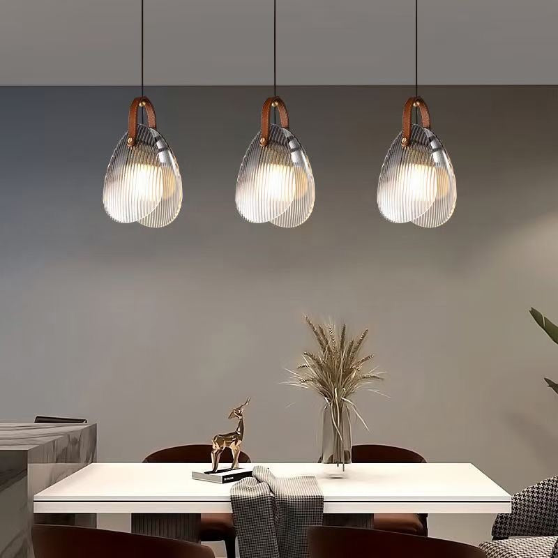 مصباح LED معلق على شكل صدفة من الجلد والزجاج والنحاس والحديد بتصميم آرت ديكو الحديث للسرير
