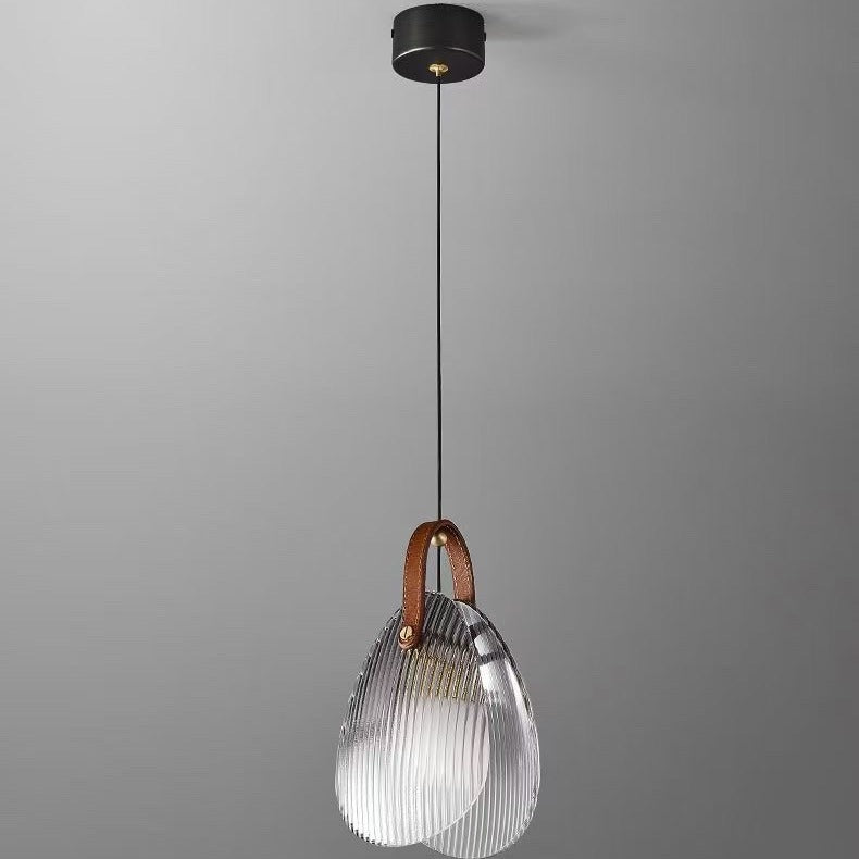 مصباح LED معلق على شكل صدفة من الجلد والزجاج والنحاس والحديد بتصميم آرت ديكو الحديث للسرير