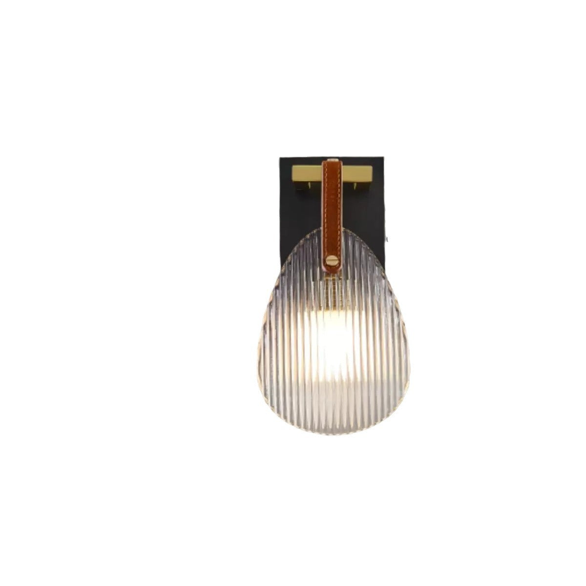 Modern Art Deco Iron Brass Glass Leather Shell Streak LED Wall Sconce Lamp For Bedside