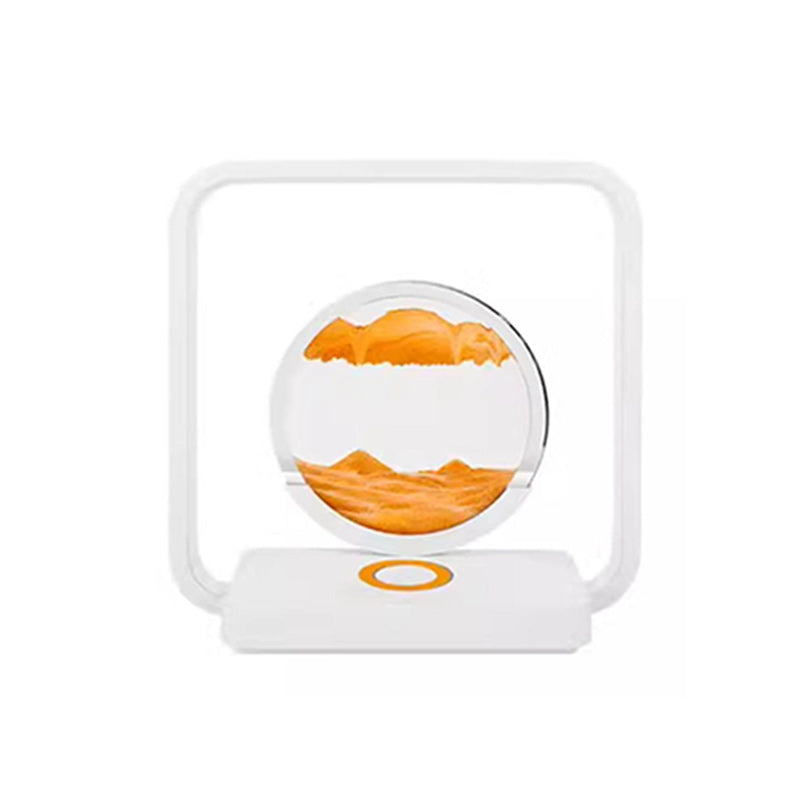 Modern Art Deco Square Sand Painting Metal ABS Silica Glass Wireless Charging USB Touch Dimmer LED Table Lamp Night Light For Bedside